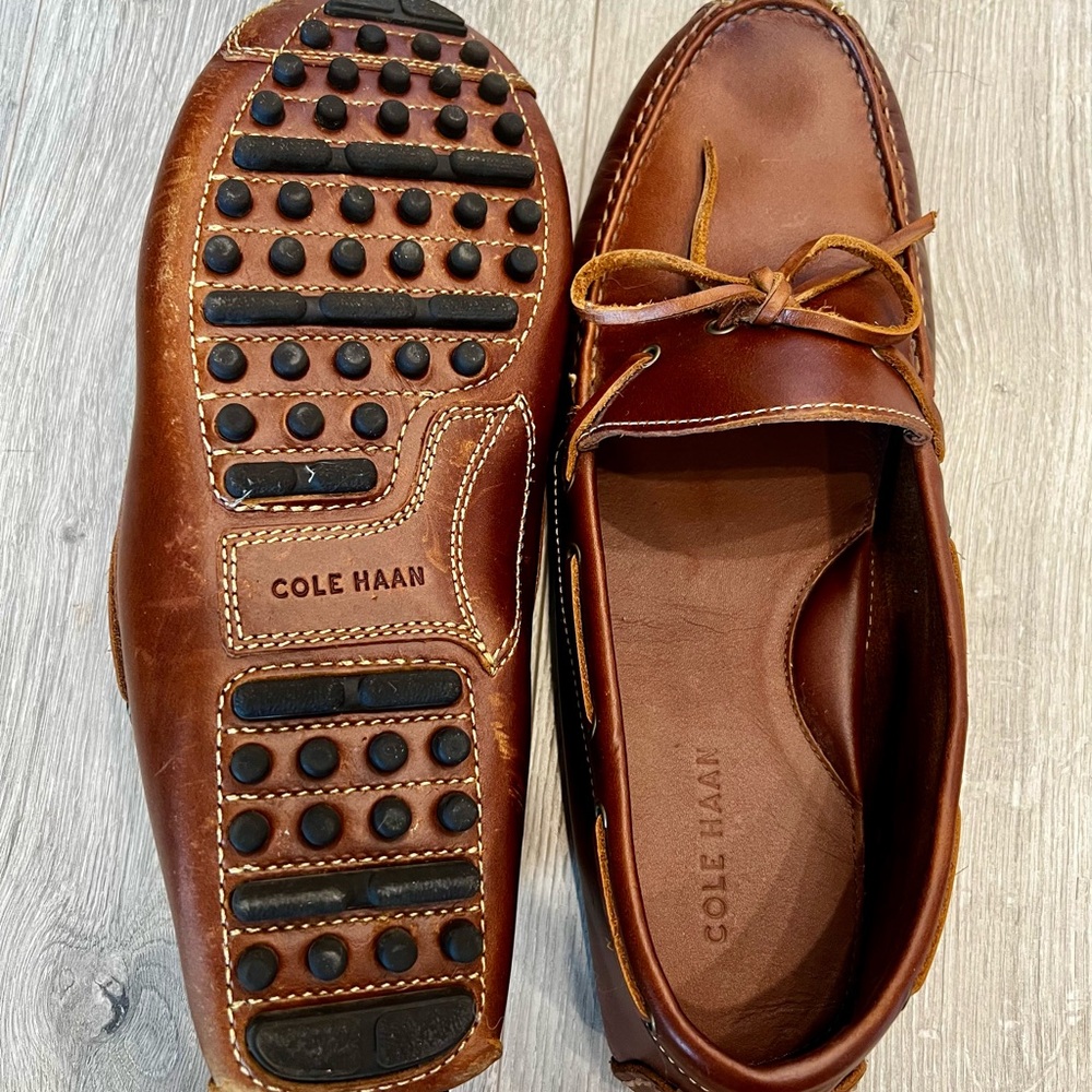 Mens Brown Leather Moccasins - Picture 6 of 10